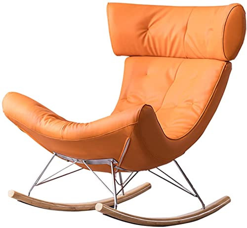 dtkmkj Schaukelstuhl Liege Nordic Luxus Balkon Wohnzimmer Garten Innenhof Freizeit Lazy Sofa, Orange 87X74x101cm