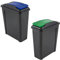 M1SS Set of 2-25L Litre Plastic Indoor Recycle Slimline Waste Bin with Lid for in the Home/Kitchen- Made in UK (Blue and Green), 40.00 x 19.00 x 51.00 cm