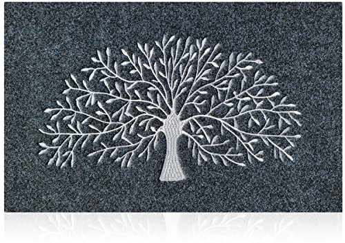 AOAOPQ Door Mat Tree Of Life for Indoor and Outdoor, 60 x 90 Cm Grey Door Mats, Washable Barrier Mat Absorbent Inside Entrance Rug Floor Mat for Entryway, Patio, Outdoor