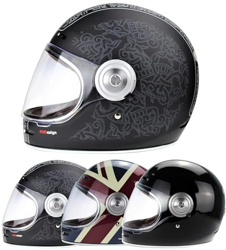 VPR.303 VIPER F659 Motorbike Premium Retro Full Face Helmet Fiberglass Motorbike Scooter Rider Men & Women Vintage Classic Sports Racing Touring ECE Approved Helmet -Jorvik - Jorvik - S