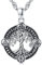 Baum des Lebens Kette 925 Sterling Silber Lebensbaum Wikinger Anhänger Halskette Wikinger Amulett Schmuck Geschenke für Herren Damen, Edelstahl Kette 60cm (F)