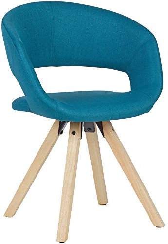 möbelando Esszimmerstuhl Petrol Stoff | Massivholz Retro | Küchenstuhl mit Lehne | Stuhl mit Holzfüßen | Polsterstuhl Maximalbelastbarkeit 110 kg
