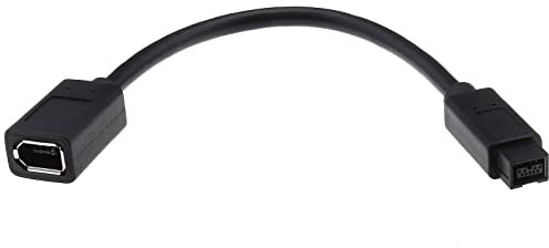 ECSiNG IEEE 1394 Firewire 6 Broches Femelle vers 1394 9 Broches Mâle Firewire 400 vers 800 Câble Adaptateur de Transfert de Données Câble Convertisseur Compatible avec Mac-Book Pro 22cm Noir