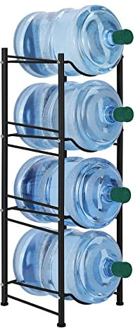 smusei 5 Gallon Water Bottle Jug Holder 4 Tier Heavy Duty Cooler Jug Storage Rack Detachable Bottle Organizer Shelf for Home, Kitchen, Office, Breakroom Space Save, Black