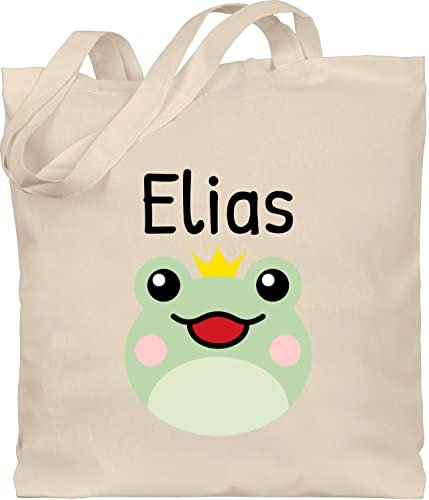 Baumwolltasche - Kinder Taschen Mädchen - Süßer Frosch - Unisize - Naturweiß - kita beutel personalisierte tasche kindergarten geschenke name stoffbeutel personalisierter jutebeutel für krippe