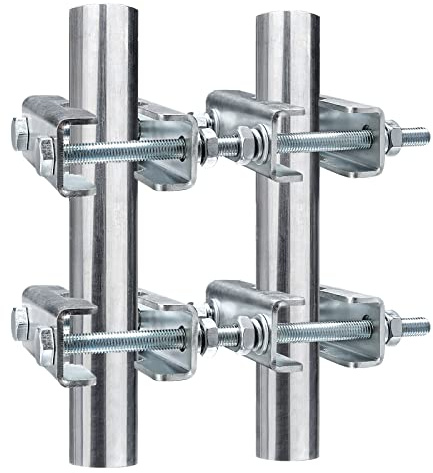 MOOKEERF Kit de 2 abrazaderas de mástil a mástil de antena con bloques de mandíbula en V para postes OD de 1 a 2.5pulgadas,accesorios de montaje de poste a poste de antena resistente