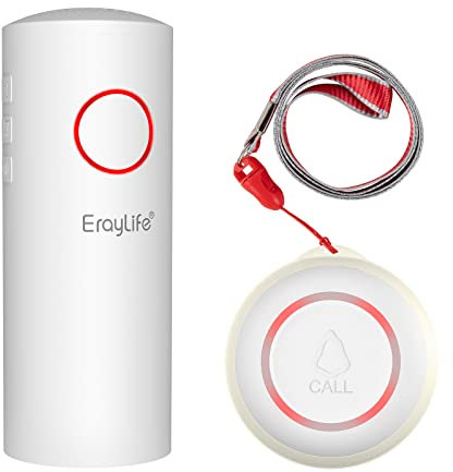 ErayLife Notrufknopf für Senioren Funkklingel Tragbar Notruf Kabellos Notfallknopf Hausnotruf für Senioren Alarm Notruf Knopf Wasserdicht