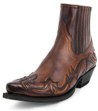 Brevi Stivali Cowboy da Uomo Donna Ricamo a Punta Moda Vintagea Stivali Western PU Pelle Coppia Stivaletti 35-48 (43,Marrone)