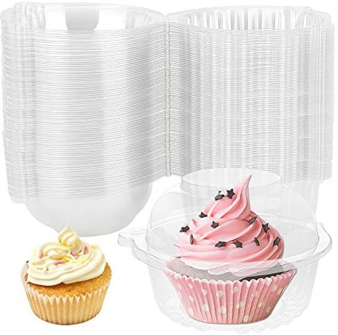 HAKZEON 150 Pack Cupcake Boxes, Clear Plastic Individual Cupcake Boxes Containers, Single Muffin Boxes Cupcake Pods Slice Boxes, Cake Boxes for Cake Portions for Cupcakes, Salad, Cheese