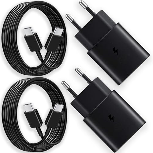 2er-Pack 25W USB C Ladegerät Schnellladekabel für iPhone 16/15 Pro Max, Samsung Galaxy S25 S24 S23 S22 S21 S20 Plus/Ultra/FE A55 A54 iPad Pro Schnellladegerä, Typ C Ladekabel Handy Netzteil Adapter