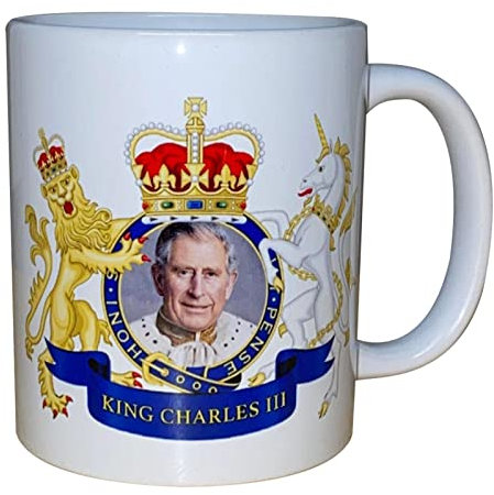 Celebrate King Charles III Becher, Prinz Charles Kaffeetasse, 350ml Keramik Weiße Teetasse, King Charles III Tasse, Vereinigtes Königreich King Charles III Tasse Lustige Kaffeetassen Aus Keramik