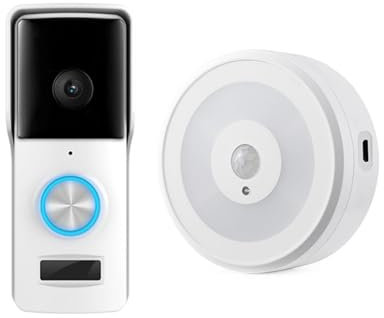 ThikK Smart Tuya Video Doorbell WiFi Wireless Door Bell DC AC Battery Powered HD 1080P Camera Work with Alexa Google for Home Security(White)