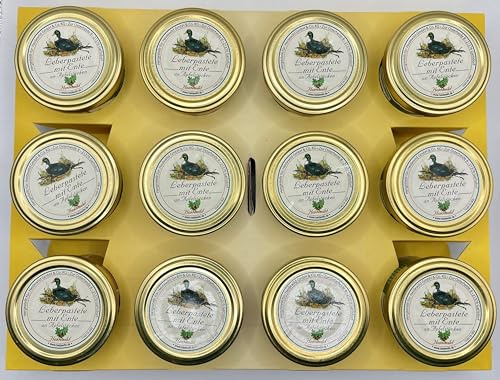 12er Tray Leberpastete mit Ente an Apfelstücken 100g Glas