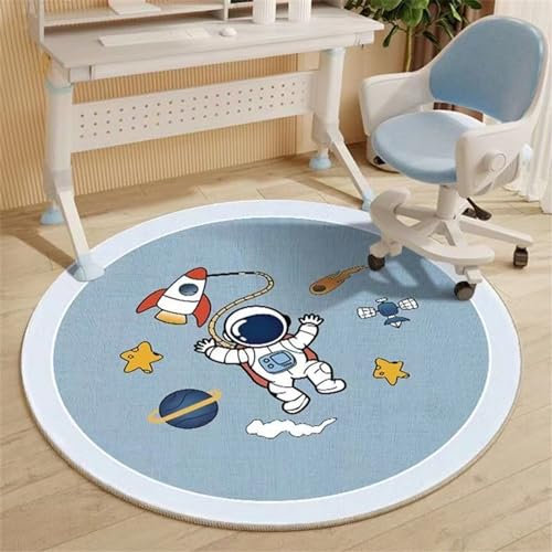 CULASIGN Weltraum-Astronaut Rund Waschbare rutschfest Babyteppich Kurzflor Spielteppich Groß Kinderteppiche Runden Teppiche Flauschige Matte Kinder Schutzmatten Kindermatte (#3,120x120cm)