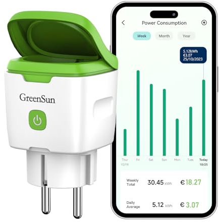 WLAN Steckdose Outdoor GreenSun Zeitschaltuhr Aussenbereich Zeitschaltuhr Steckdose Stromzähler für Steckdose Alexa Steckdose Wlan Steckdose IP44 Wasserfest VeSync APP Aussensteckdose Wasserdicht