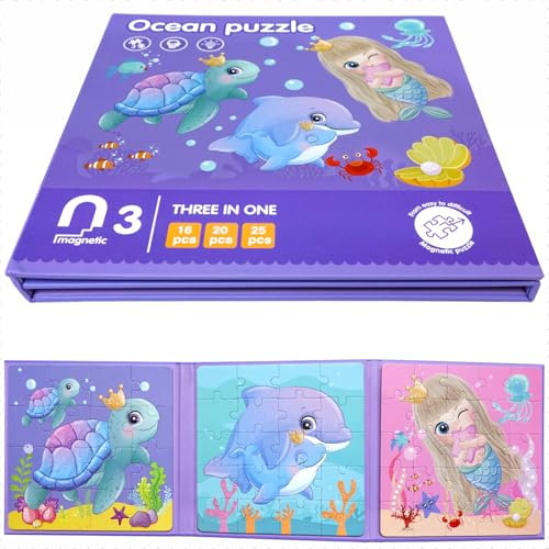 Childrens Puzzle Magnetpuzzle fürKinder, Magnet Puzzle Buch mit CE-zertifizierten Materialien (Ocean)