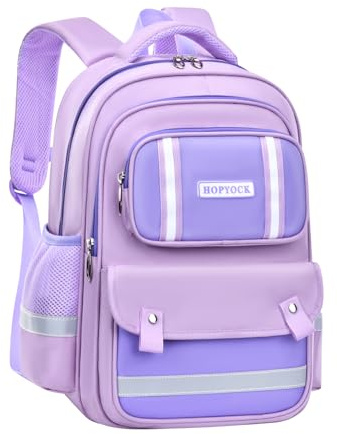 HOPYOCK Schulranzen Mädchen Reflektierend Rucksack 1. bis 6. Klasse | Mit mehreren Fächern Schulrucksack,Schultasche,Rucksack Grundschule Alter 4-12