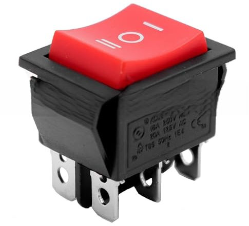 CABLEPELADO Wippschalter, 3 Positionen, 6-Wege-Schalter, 6-poliger Schalter, 6 Klemmen, Ein-/Ausschalter, DPDT, 16 A, 250 VAC, 20 A, 125 V, Rot, ohne Licht