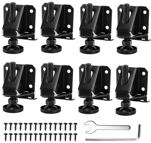 Mezchi 8 Pack Heavy Duty Leveling Feet, Adjustable Furniture Leg Leveler with Screws, Lock Nuts and Wrench for Furniture, Table, Cabinets, Shelves, Workbench