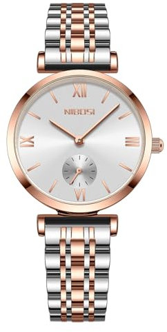 NIBOSI Damen Armbanduhr Uhren Damen Analog Roségold Quarzuhr für Damen stilvoll wasserdicht Edelstahl grün lässig Armbanduhr Mädchen Armband