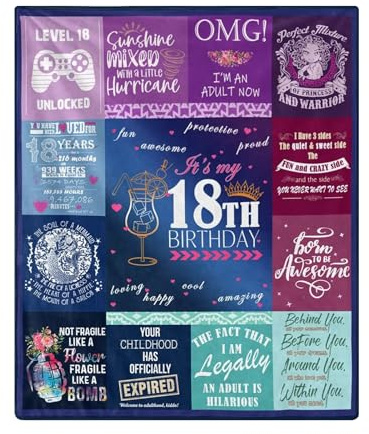 Zimoer Geburtstagsgeschenk für Frauen, Geschenke zum 18. Geburtstag, Personalisierte Nachricht Geburtstag Geschenke Decke, Geschenke für 18 Jährige Tochter Schwester, Flanell Kuscheldecke 130x150cm