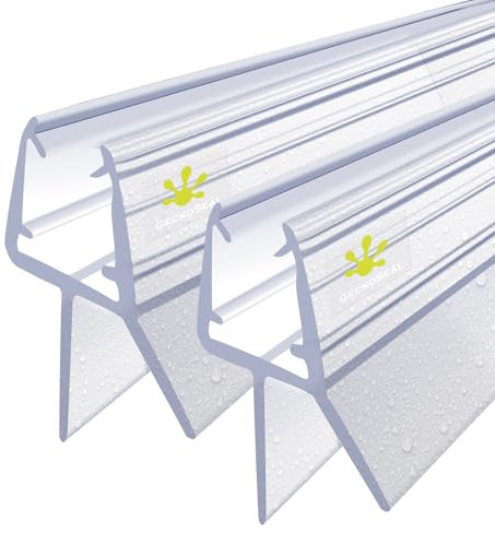 GECKOSEAL Shower Screen Seal Strip for 4-6mm Glass, Transparent Shower Door Seal Strip to 12mm Gap, Adjustable Shower Seal Strip Replacement with 90cm (2 Pieces)