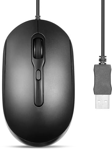 Perixx PERIMICE-222U Ratón USB con Cable - Cable Largo de 1,8 m - Diseño óptico 1200/1600/2000 dpi - Negro