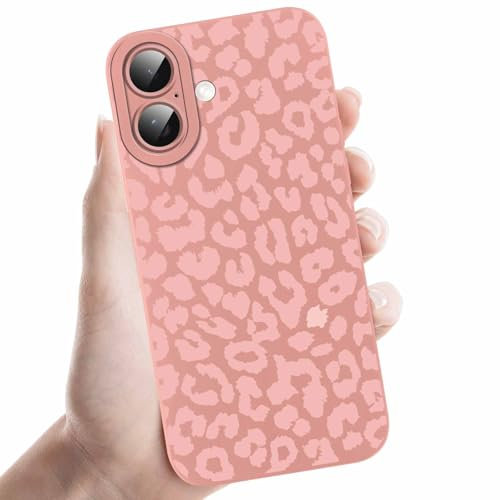 Coalbooliy Handyhülle für iPhone 16 hülle 6,1'', Aesthetic Leopard Leoparden Muster Design Rosa Weiche TPU Silikon Stoßfest Kameraschutz Schutzhülle Bumper Ultra Dünn Mädchen Case, 07