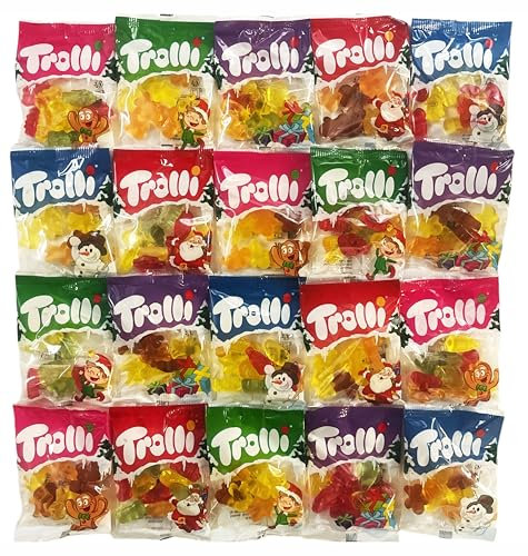 Trolli Weihnachten Süßigkeiten, Sparpack mit 20 Mini Beutelchen einzeln verpackt, 400g Trolli Nikolaus Süßigkeiten Box