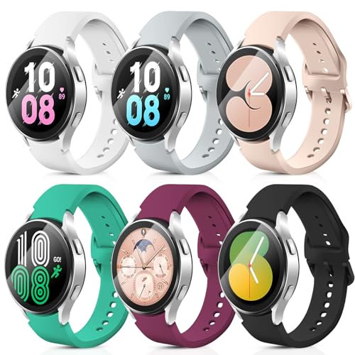 aceyoon 6 Piezas Correa de Silicona para Samsung Galaxy Watch 7 6 5 4 40mm 44mm/ Watch FE 40mm/ Watch 7 6 Classic 47mm 43mm/ Watch 5 Pro 45mm, 20mm Pulseras Deportivas para Mujer Hombre (140-220mm)