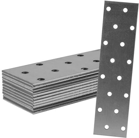Repa Market Flat Metal Brackets Mending Plates - 160 x 40 mm / Pack of 12 - Heavy Duty Steel Plate Brackets - Metal Joining Plates for Wood - Home Improvement Flat Wall Joining Plates (6 x 1.50)