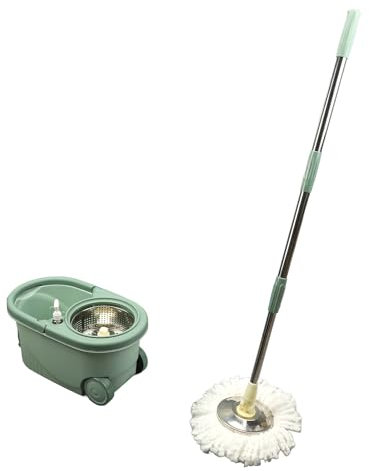 Trapeador y Cubo Giratorios, Cubo para Fregona, Agua Sucia Separada, de Cubo Lavable de Doble Accionamiento, Fregona para el Hogar, Cubo para Fregona con Escurridor para Madera