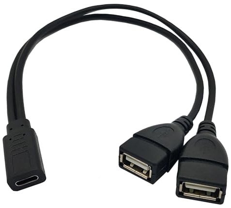 Halokny USB C Splitter Charge Cable,1 Feet USB Type C Female to 2 Dual USB Female Y Splitter Extension Charging Cable(Only for Charging)
