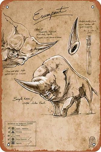 Fantastic Beast – Erumpent Lustiges Kunst-Metall-Blechschild, 20,3 x 30,5 cm, Wanddekoration für drinnen und draußen