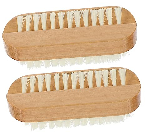NOLITOY 2 Stück Nagelbürste aus Lotus Holz und Pp mit Doppelseitigen Borsten zur Nagelreinigung und Leichten Handreinigung für Zuhause und Professionelle Anwendung