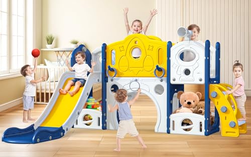 Kids Slide: Large Toddler Slide Toys With Basketball Hoop, Blue Slides For Toddlers Age 1-3 Toddler Climber Slides Playset, Indoor Outdoor Toy For Toddlers 1-3 Year (Extra Large)
