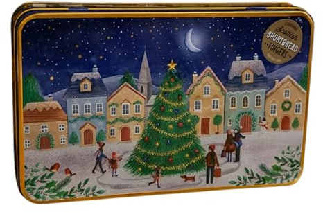 Katsy Style – Scottish Shortbread Biscuit Selection, Classic Butter Flavour, Festive Gift Tin Box – 200g, Decorative Reusable Metal Container, Holiday Treat Biscuit Collection for Sharing and Gifting