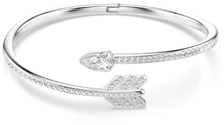 Swarovski Idyllia Kollektion Armreif, Gemischte Schliffe, Pfeil, Weiß, Rhodiniert