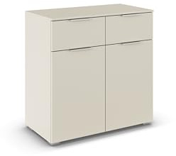 Rauch Möbel Alabama, Kommode, Farbe Beige, Maße 80x81x42 cm | Sideboard, 2-türig, 2 Schubladen, Soft-Close-Funktion, Griff Alufarben, für Schlafzimmer, Kinderzimmer, Garderobe, Flur