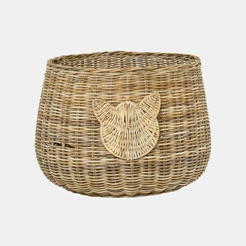 Loberon Korb Miezzi, braun | Handgeflochten - Ideal für Tierzubehör - Natürlicher Look - Aufbewahrung - Ordnungshelfer - Haustierkollektion - Rattan