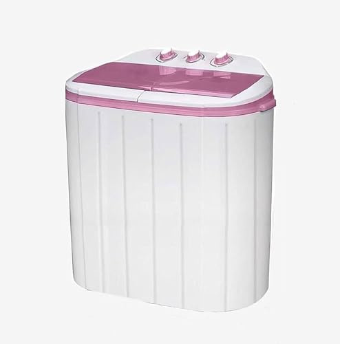 Rexhan Portable Twin Tub Washing Machine and Dryer 5 KG (3 KG Wash 2 KG Dryer) Electric Mini Washer RV Travel Camping Spin Cycle Dryer Combo Pink/White New