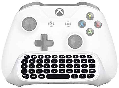 Megadream Xbox One Wireless Chatpad Tastatur mit 3,5 mm Klinkenstecker für Microsoft Xbox One und Xbox One Slim Controller, PC, 2,4 G USB-Empfänger und Ladekabel im Lieferumfang enthalten, Weiß