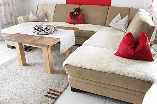Kaiser Sofadecke - Couchdecke aus echtem Lammfell (Sekt, 60 x 140 cm) auch auf Maß!