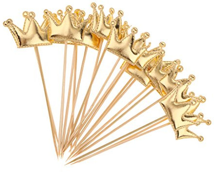 Fenteer 20 Krone Kuchen Cupcake Topper Party Dekor Lieferungen aus PU, Gold, 13 x 4,5 cm