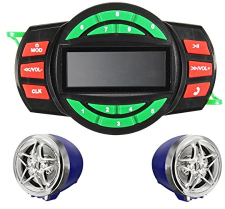 Alamor Waterproof LCD Motorcycle MP3 Player Alarm FM Amplifier Speaker with Bluetooth Function