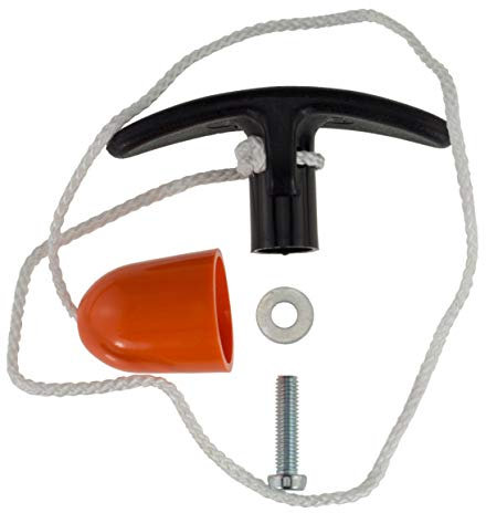 Ziehgriff Garagentor-Griff Innen 9mm PVC schwarz mit 50cm Seil und orangefarbener Glocke