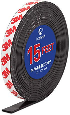 Nastro magnetico, 4,6 m (1,27 cm di larghezza x 4,6 m di lunghezza), con retro adesivo 3M. Perfetto per fai da te, progetti artistici, lavagne bianche e organizzazione del frigorifero.