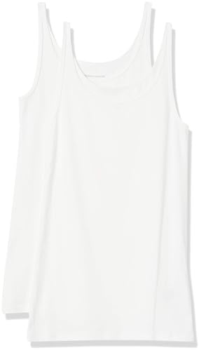 Amazon Essentials Débardeur Coupe ajustée à Fines Bretelles Femme, Lot de 2, Blanc, L