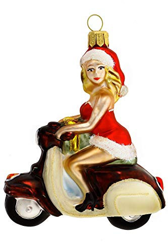 Hamburger Weihnachtskontor - Christbaumschmuck - Ms. Santa auf Motorroller