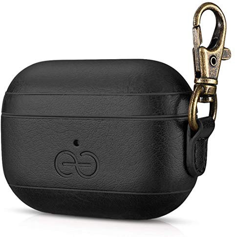 Dreem Om AirPods Pro Funda de Cuero Vegano con Clip - Compatible con Auriculares inalámbricos Bluetooth de Apple para iPhone - Negro